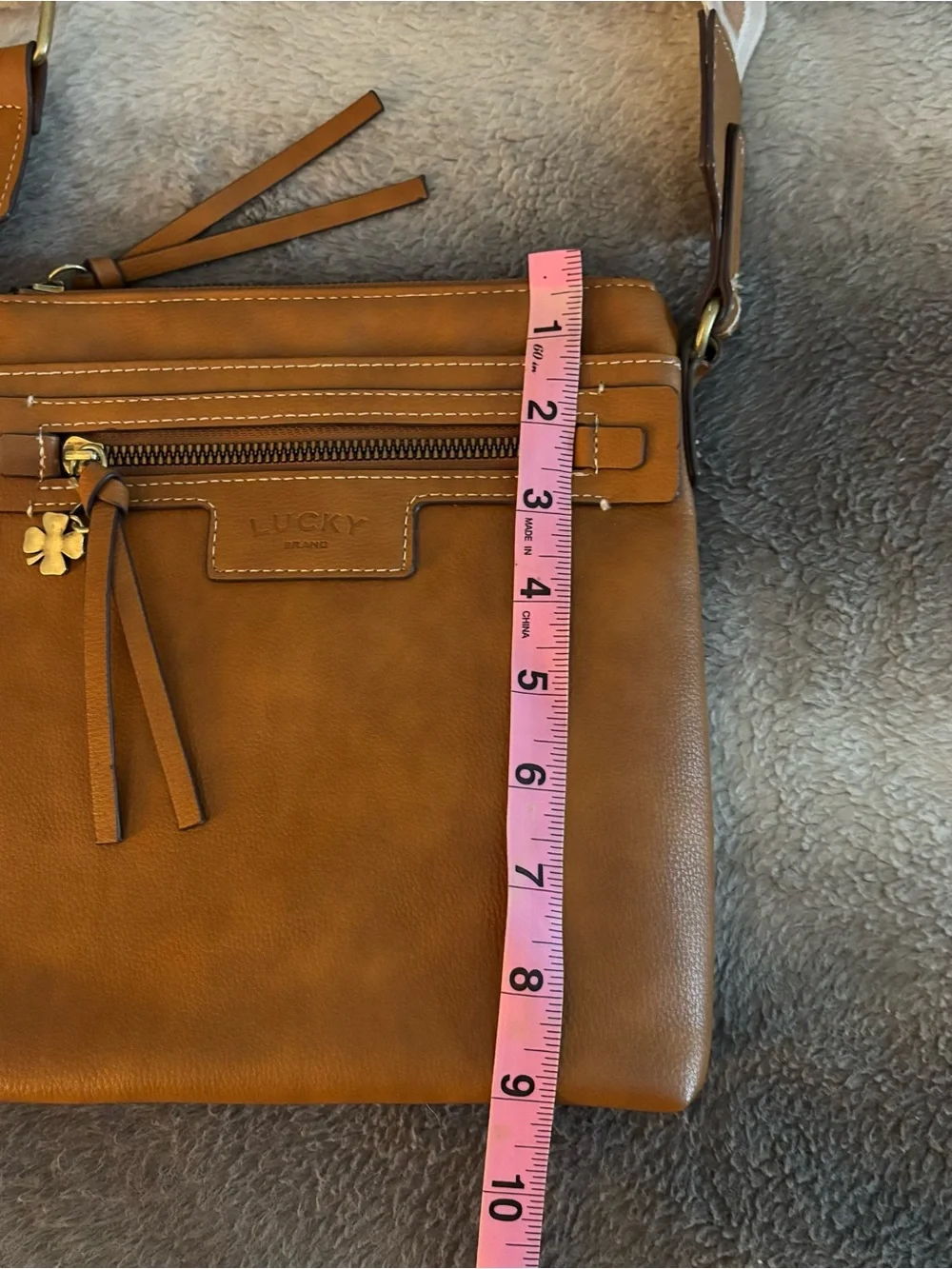 Lucky Brand Lani Vegan Leather Crossbody Bag Dachshund Logo Strap